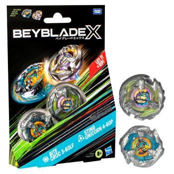 BEYBLADE X DUAL PACK BITE CROC 3-60LF & STING UNICORN 4-60P HASBRO TAKARA TOMY