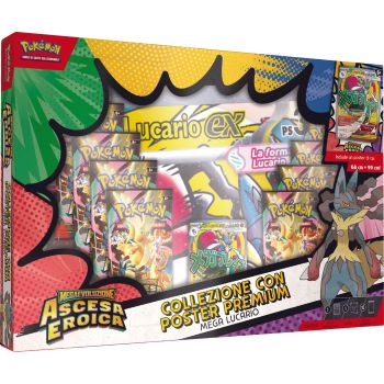 POKEMON COLLEZIONE CON POSTER PREMIUM MEGA LUCARIO ASCESA EROICA ITA