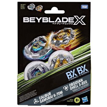 BEYBLADE X DUAL PACK BX CALIBUR SAMURAI 6-70M & OBSIDIAN SHELL 3-85S HASBRO TAKARA TOMY